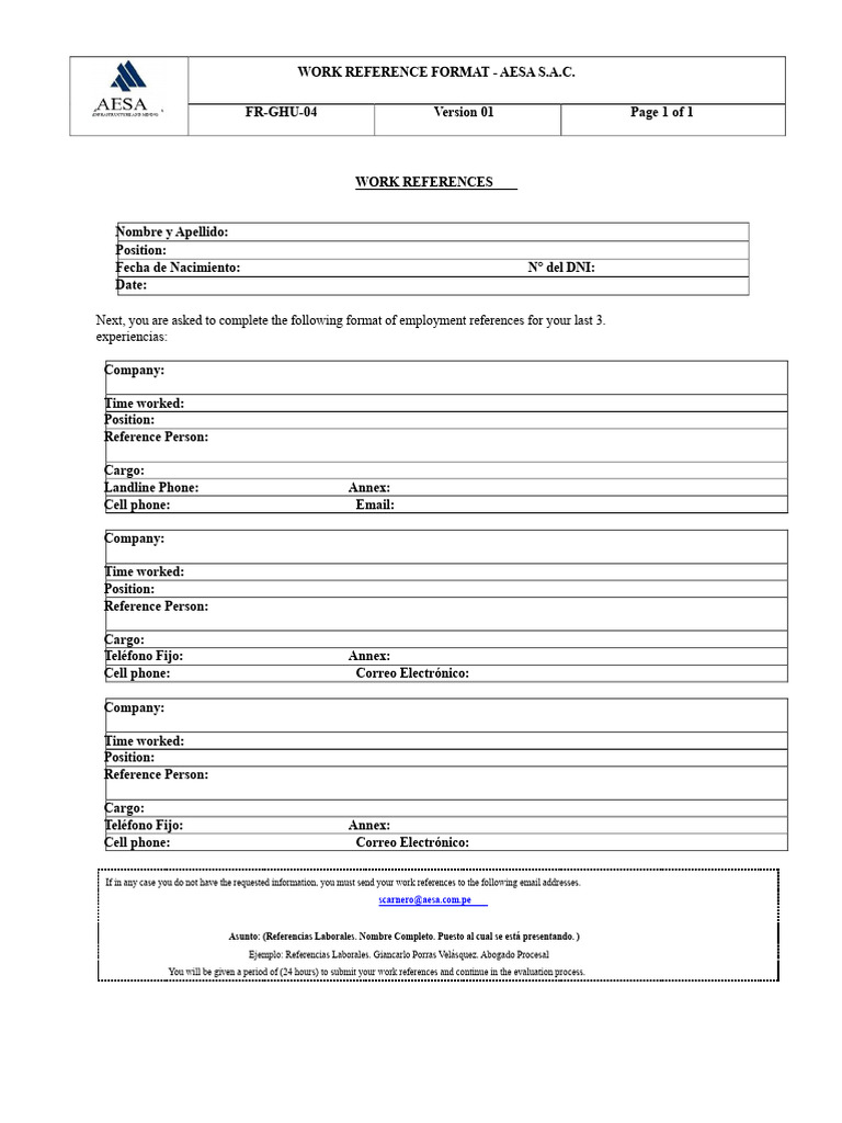 6a Sheet For Employment References | PDF