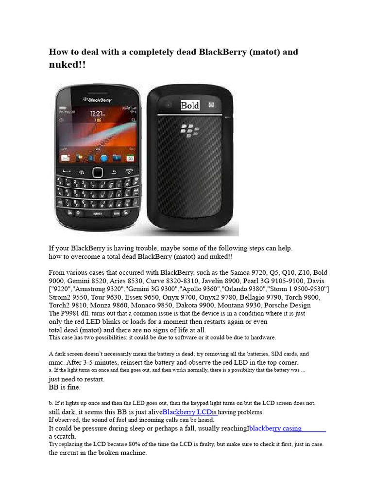Fixing a Dead BlackBerry Device Guide | PDF | Flash Memory | Blackberry