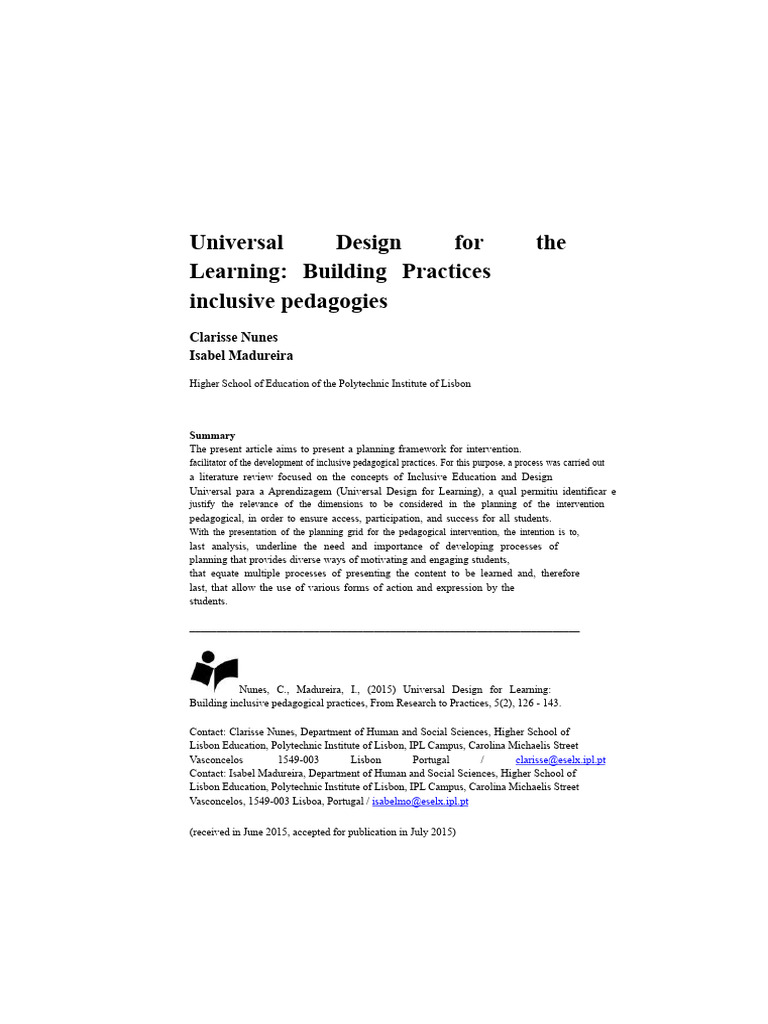 Universal Design For Learning | PDF | Pedagogy | Teachers