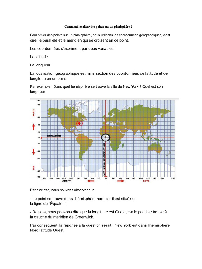 Localisation de points sur un planisphère | PDF