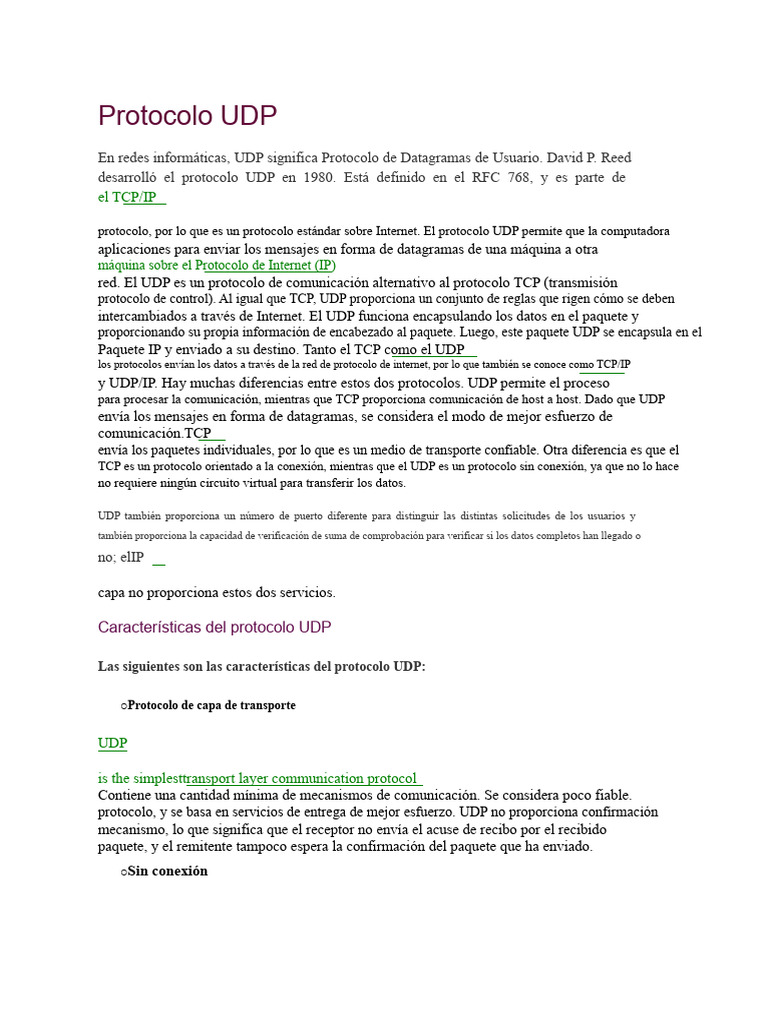 Protocolo UDP: Características y Usos | PDF | Protocolo de Control de ...