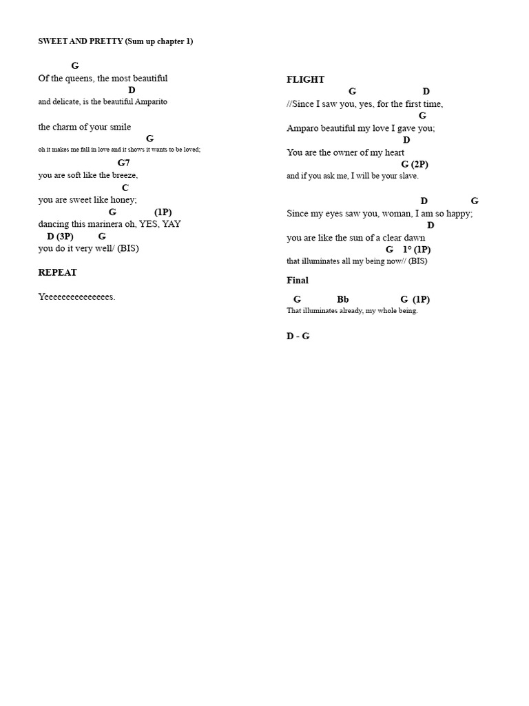 Sweet and Beautiful Chords - Lyric Change | PDF