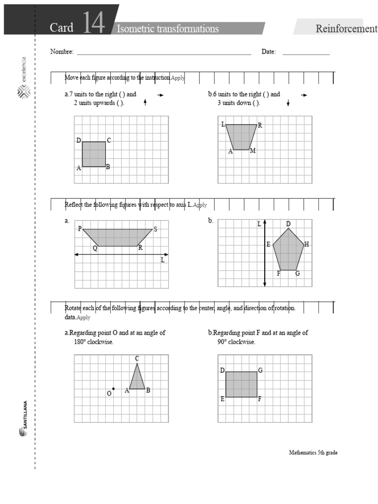 Isometric Transformations for 5th Grade | PDF
