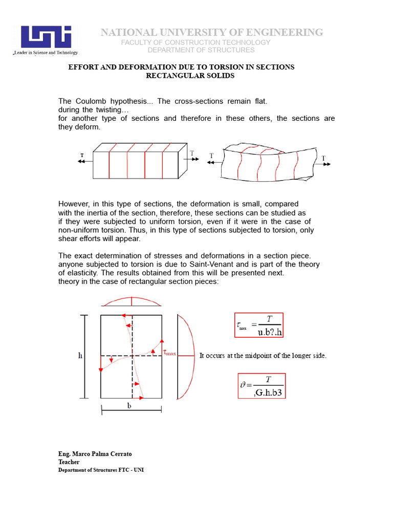 Torsion Effects on Rectangular Sections | PDF | Deformation ...