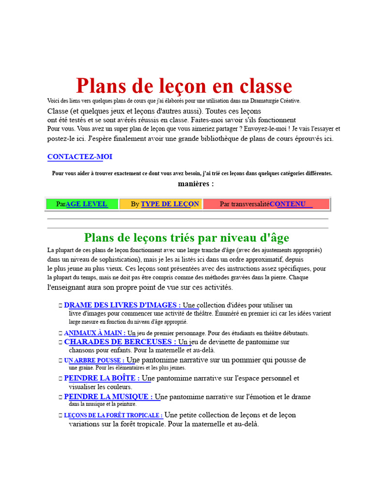 Plans de leçon de théâtre créatif | PDF | Improvisation théâtrale | Théâtre