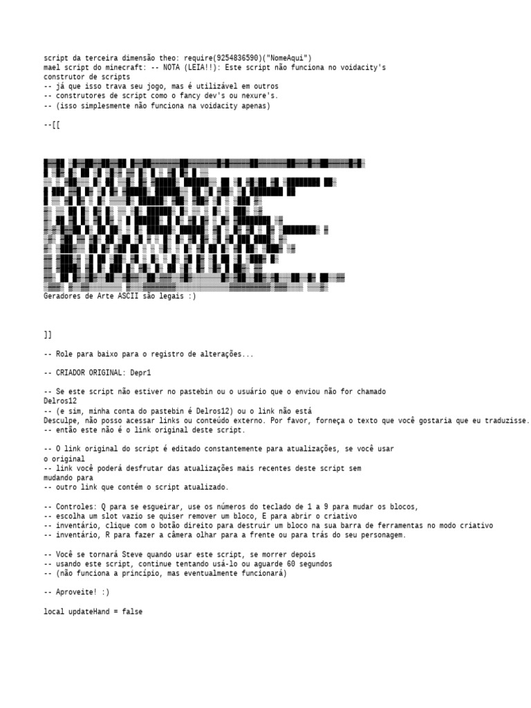 Script De Minecraft Para Roblox PDF Minecraft Linguagem De Script 1
