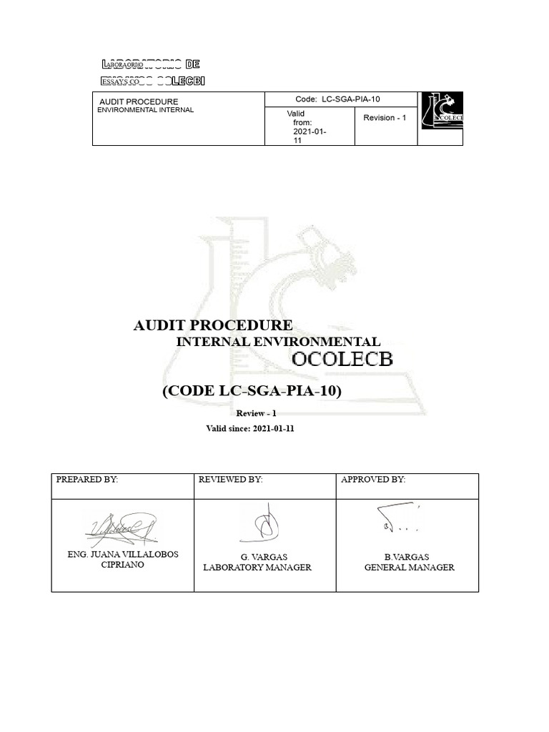 Internal Environmental Audit Procedure | PDF | Audit | Internal Audit