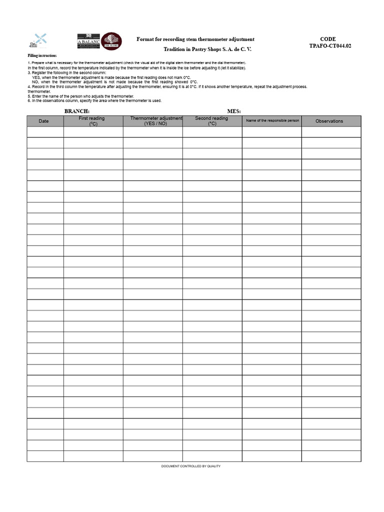 TPAFO-CT044.02 Digital Thermometer and Stem Adjustment Form 2022 | PDF