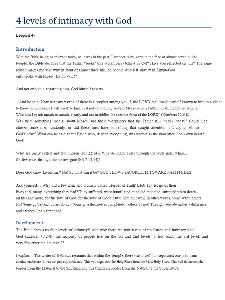 Four Levels of Intimacy with God | PDF | Holy Of Holies | Temple In ...