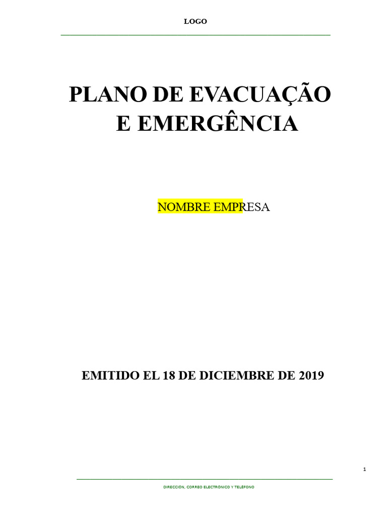 Plan de Evacuación y Emergencia - Modelo | PDF | Agua | Policía
