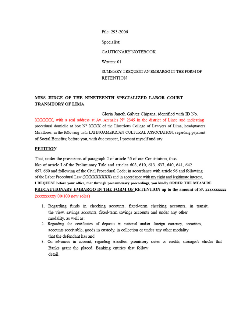 Precautionary Measure - Labor | PDF | Banks | Justice
