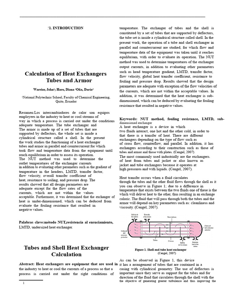 Tube and Shell Heat Exchanger Analysis | PDF | Heat Exchanger | Fluid ...