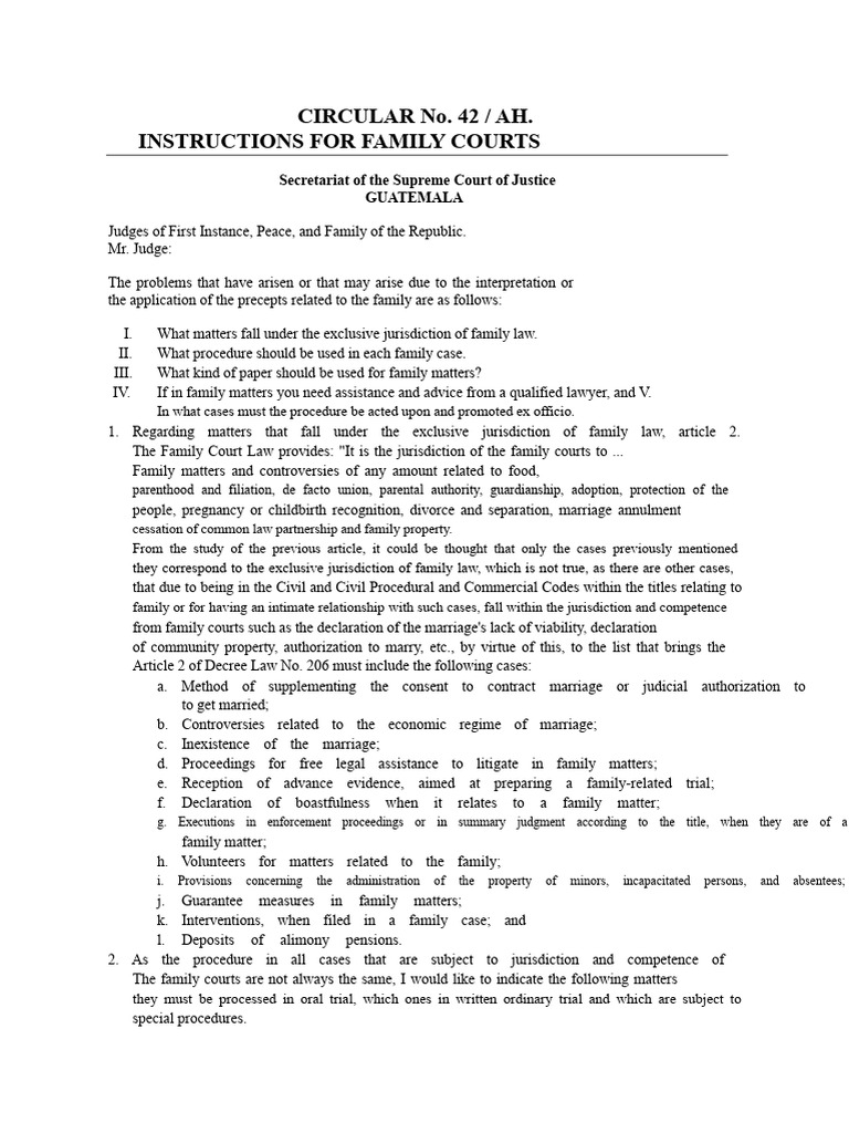 Documents - Tips - Circular No 42 Ah Instruction For Family Courts ...