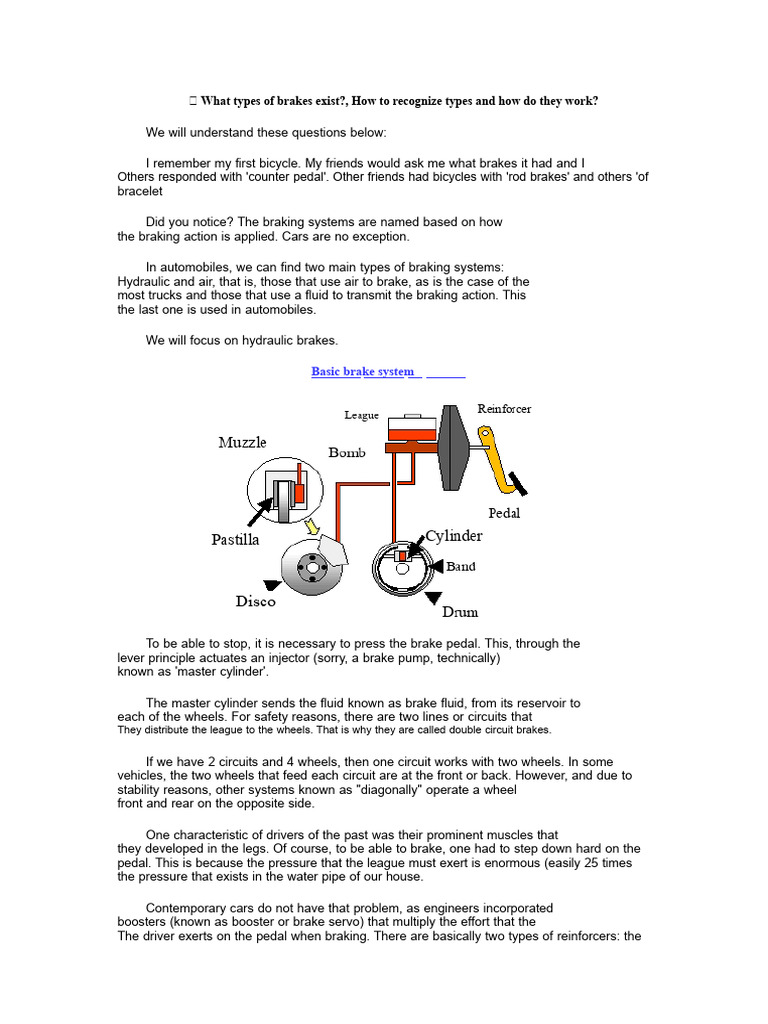 Types of Braking Systems Explained | PDF | Brake | Anti Lock Braking System