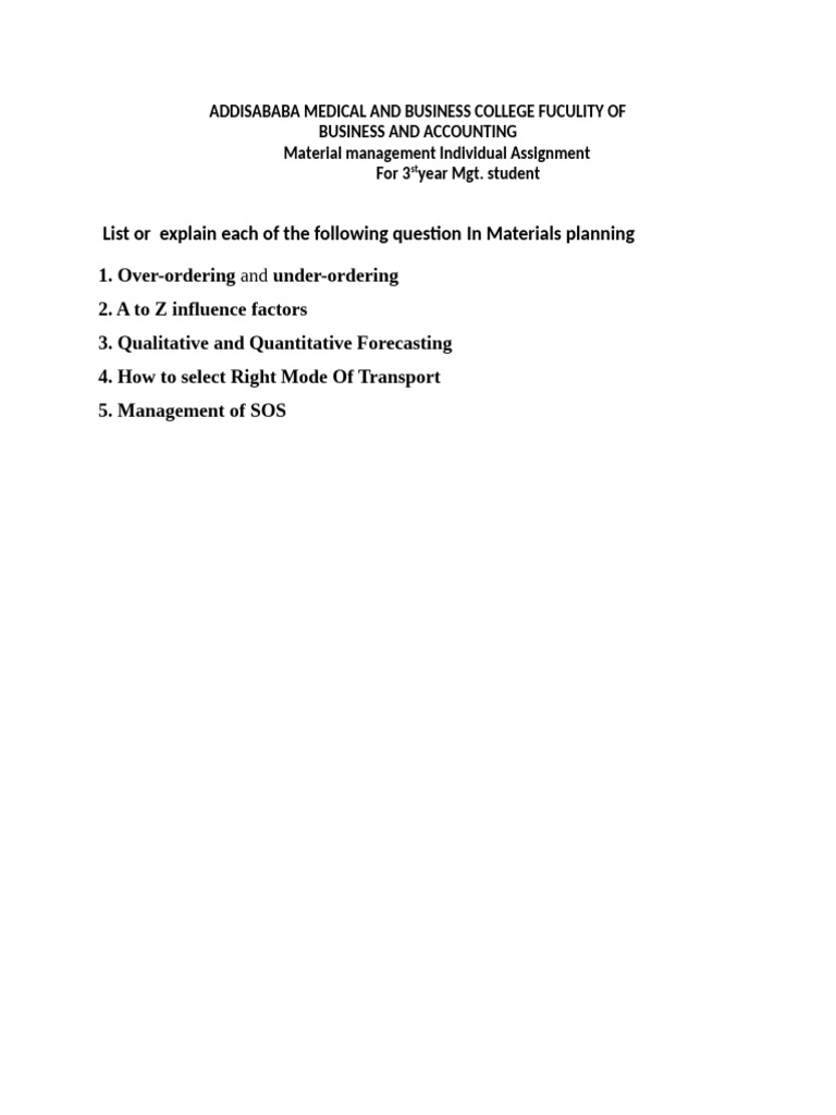 Materials Planning for Business Students | PDF