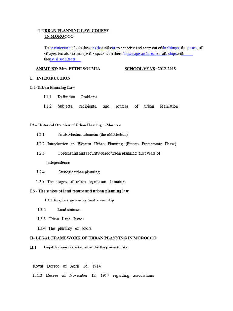 Urban Planning Law in Morocco Overview | PDF | City | Urbanization
