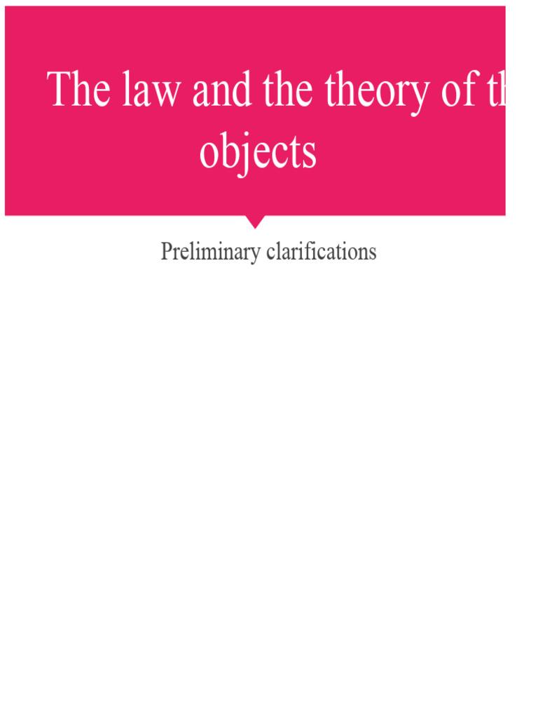 The Law and The Theory of Objects | PDF