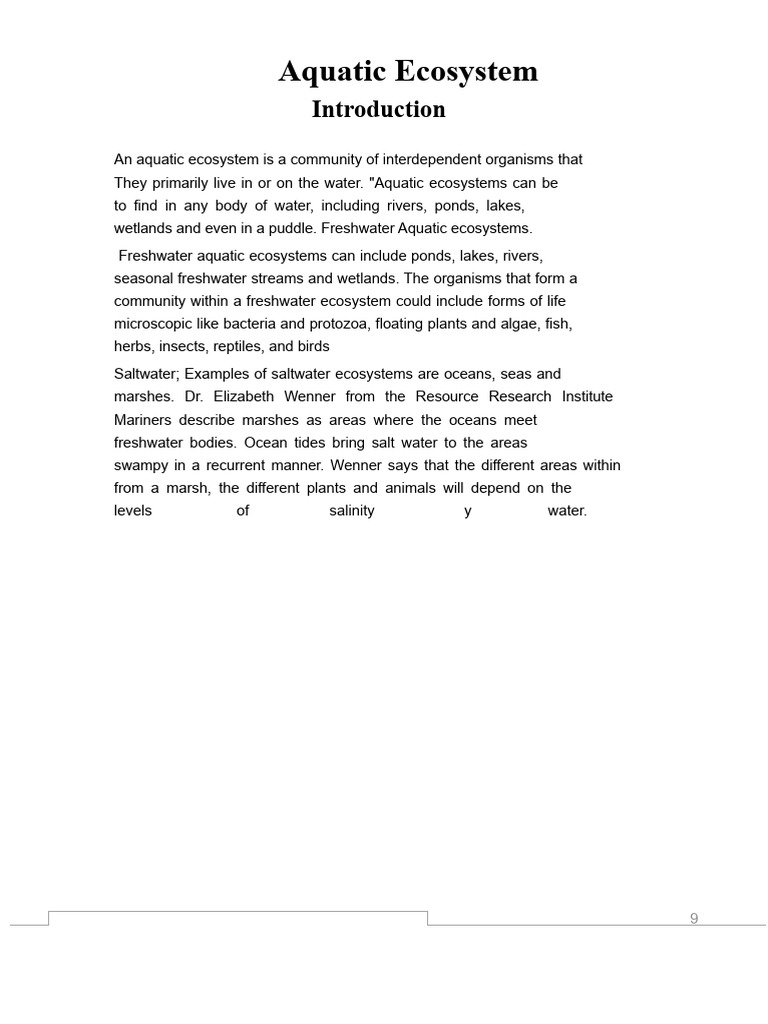 Overview of Aquatic Ecosystems | PDF | Aquatic Ecosystem | Ecosystem