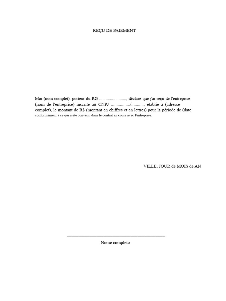 Modèle de reçu de paiement standard | PDF
