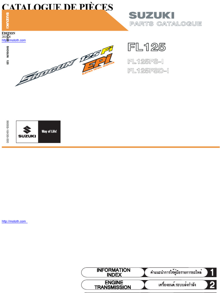 Catalogue de pièces Suzuki FL125 2010 | PDF | Embrayage | Allumage
