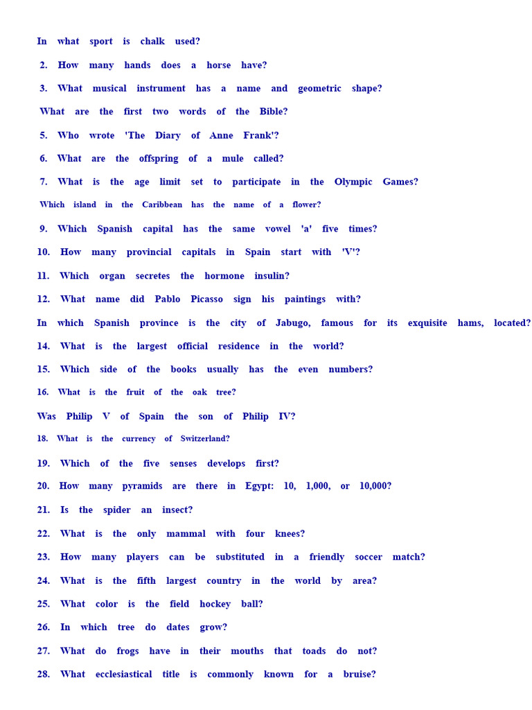Fun Trivia Questions and Answers | PDF