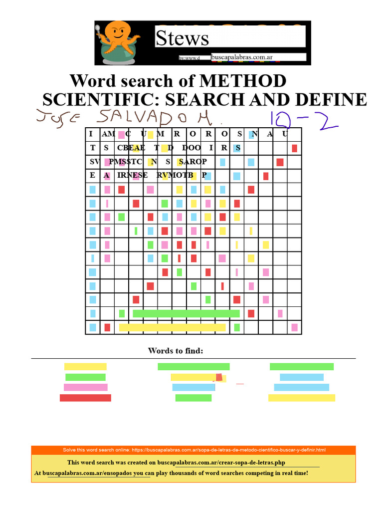 Word Search Scientific Method | PDF