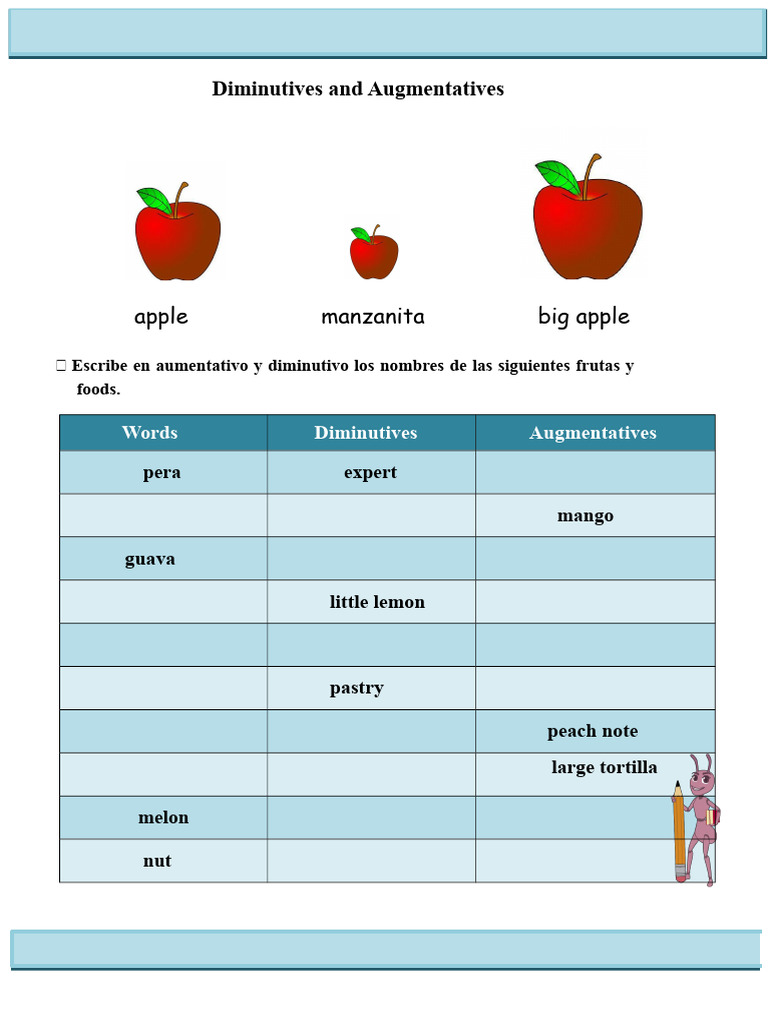 2° Augmentatives and Diminutives | PDF