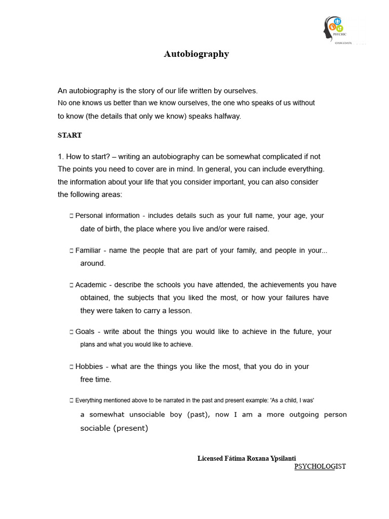 Writing Your Personal Autobiography | PDF