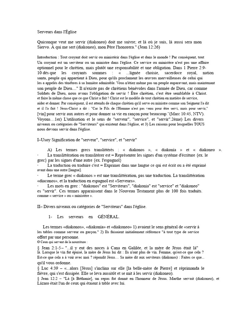 Importance du Service dans l'Église | PDF | Église chrétienne | Évangélisme