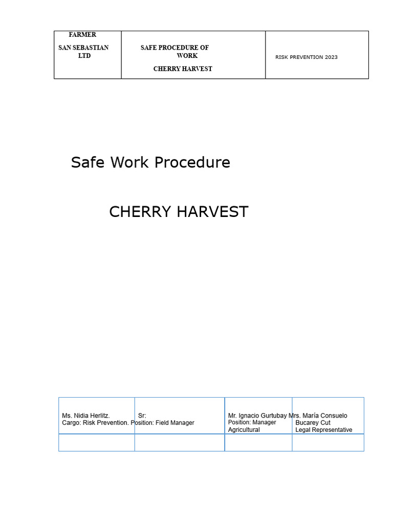 CHERRY HARVEST PROC. | PDF | Sunscreen | Risk