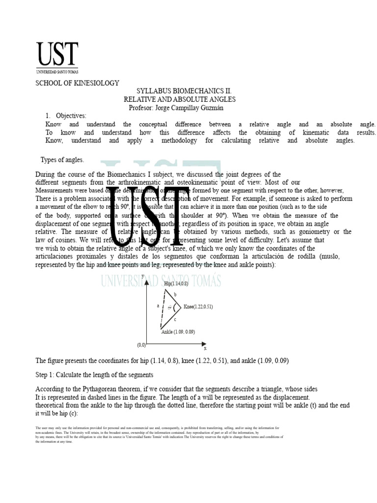 Syllabus Biomechanics Relative And Absolute Angles Pdf