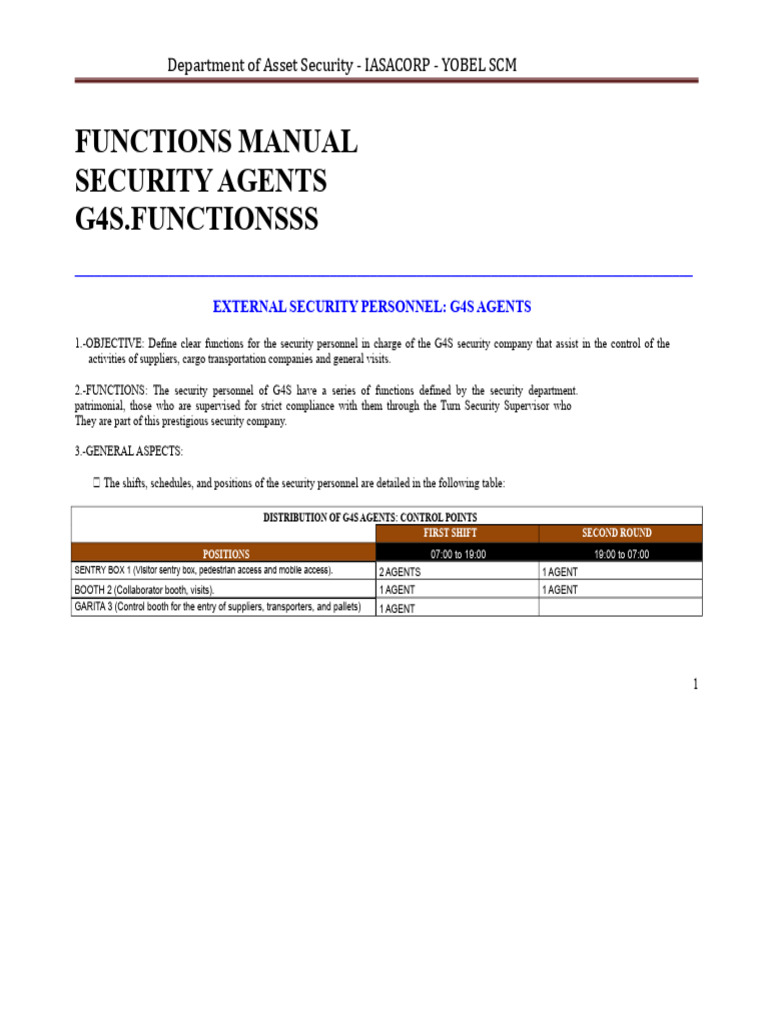 G4S Security Functions Manual Overview | PDF