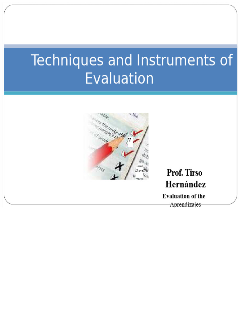 Evaluation Techniques and Instruments | PDF | Evaluation | Concept