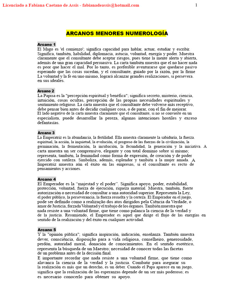 Significado de los Arcanos Menores en Tarot | PDF | Amor | Justicia