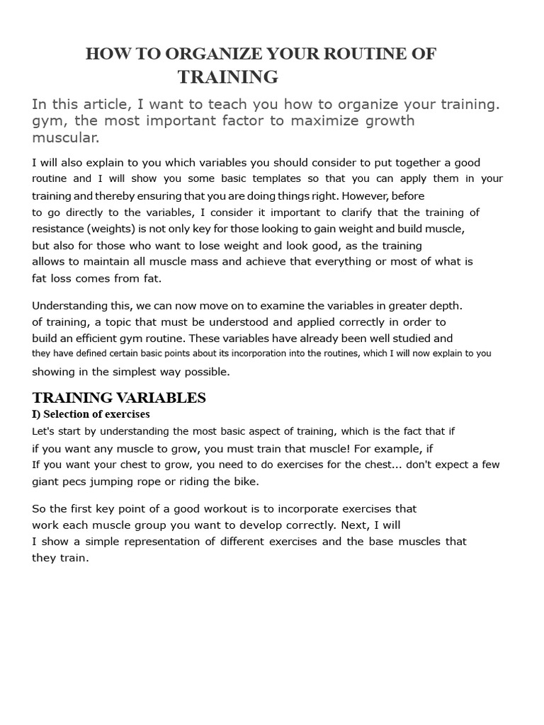 Organizing Your Training Routine | PDF | Strength Training
