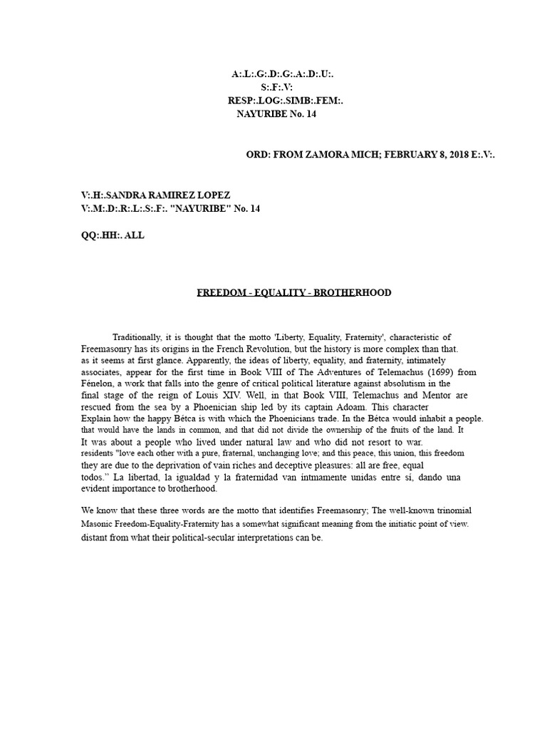 Origins of Liberty, Equality, Fraternity | PDF | Freemasonry | Social ...