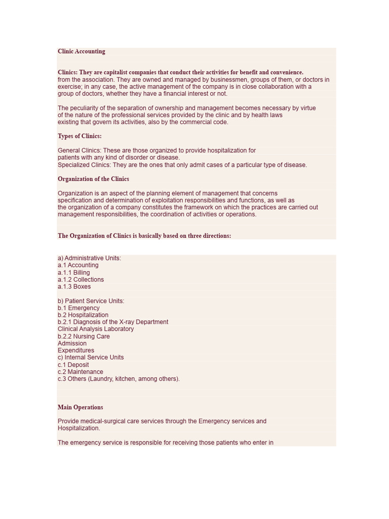 Clinic Accounting and Management Overview | PDF | Balance Sheet | Expense