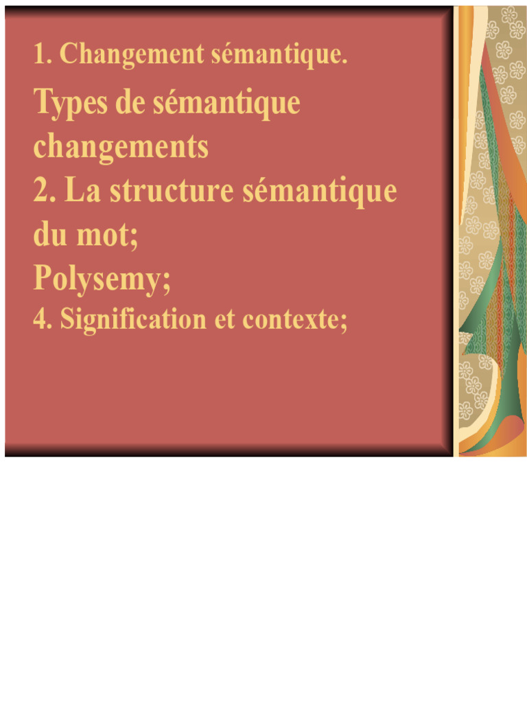 Changement sémantique et polysémie | PDF | Mot | Lexique