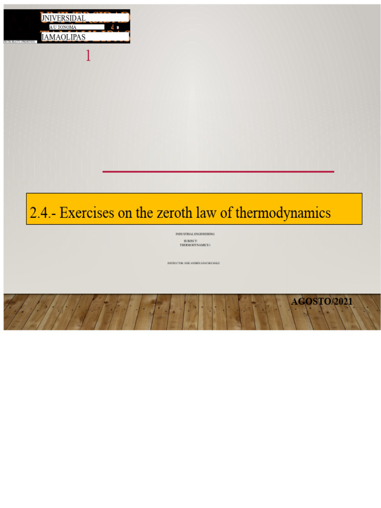 Zeroth Law of Thermodynamics Exercises | PDF | Heat | Heat Capacity