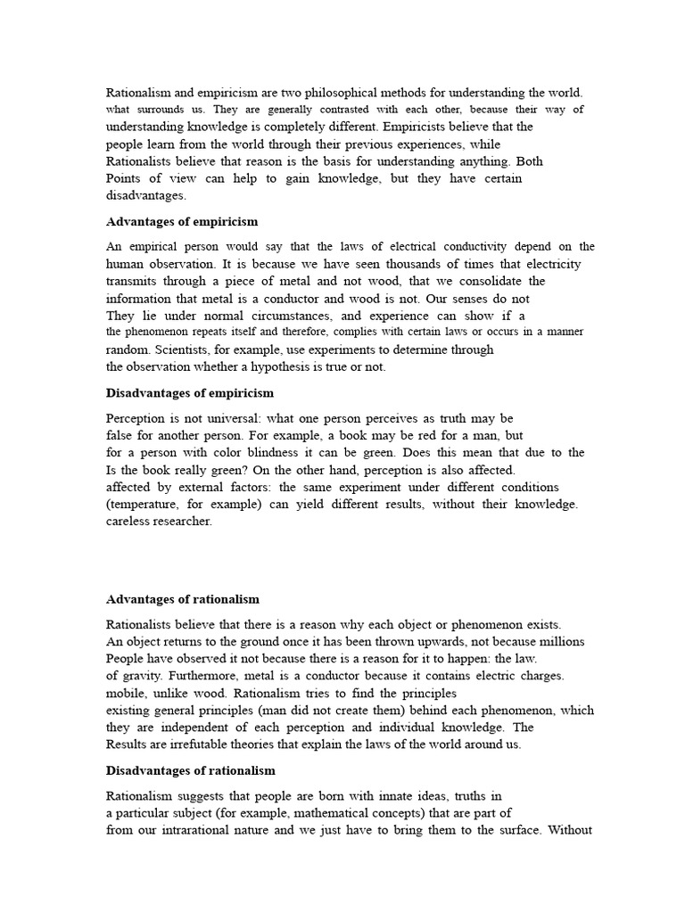 Rationalism vs. Empiricism Explained | PDF | Rationalism | Empiricism