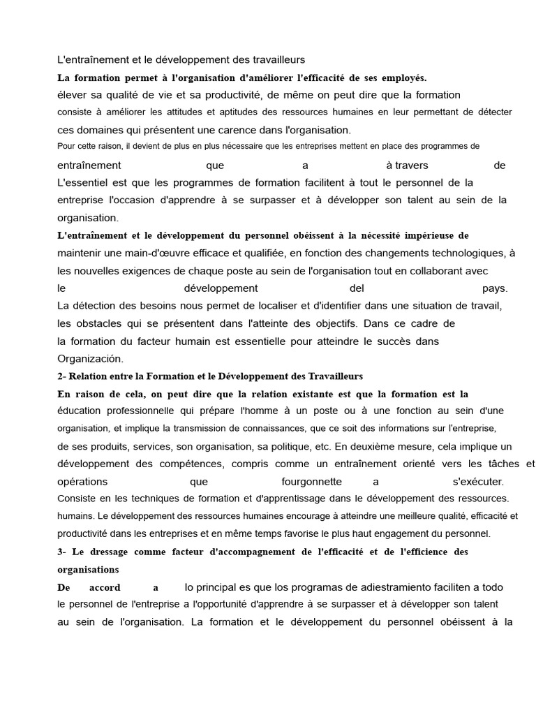 Formation et développement des employés | PDF | Gestion des ressources ...