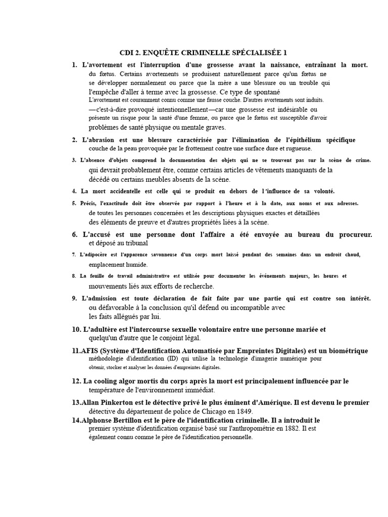 Terminologie de l'enquête criminelle | PDF | Crimes | Crime et violence