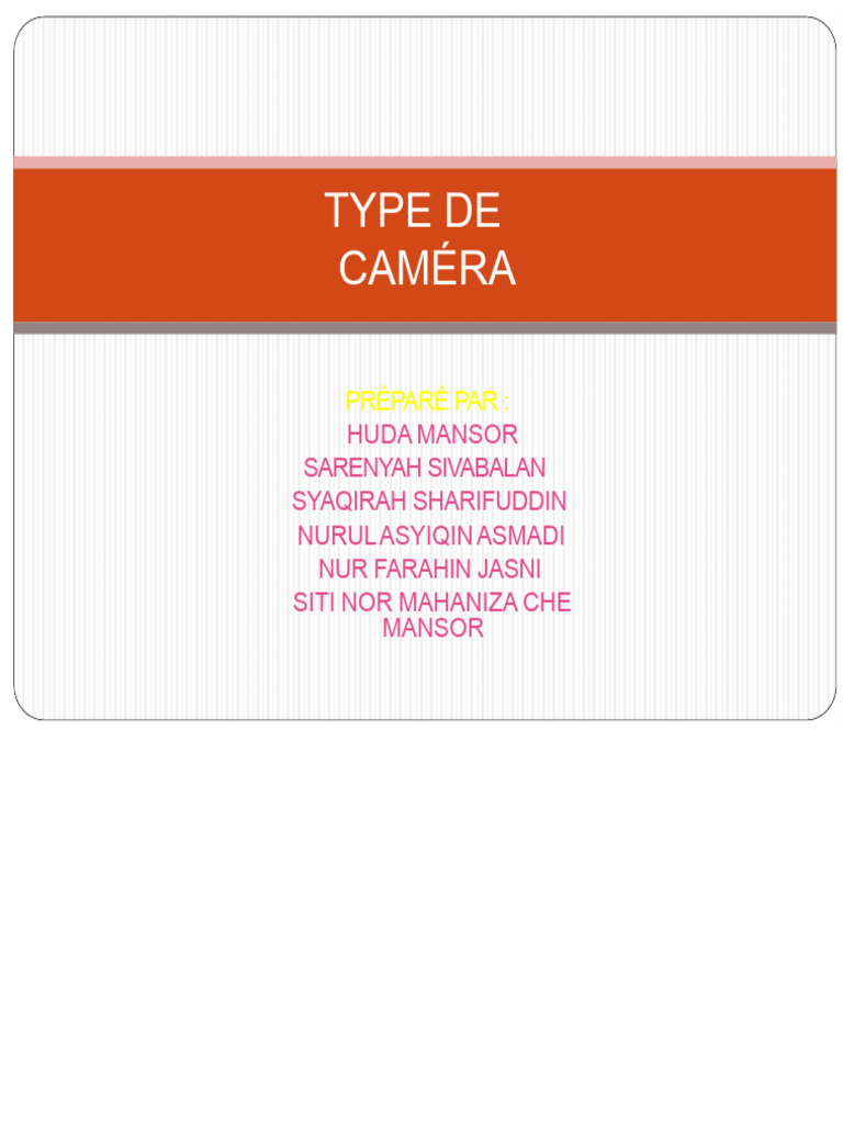 Types de caméras et leur fonctionnement | PDF | Objectif photographique ...
