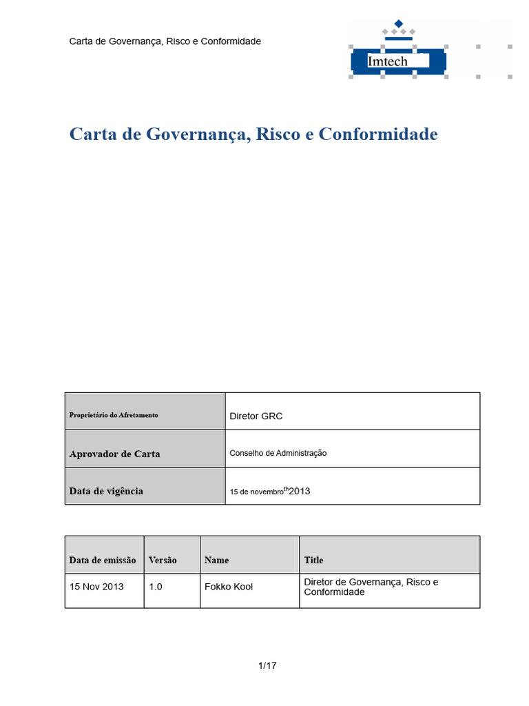 Estrutura de Governança e Risco GRC | PDF | Governança | Auditoria interna