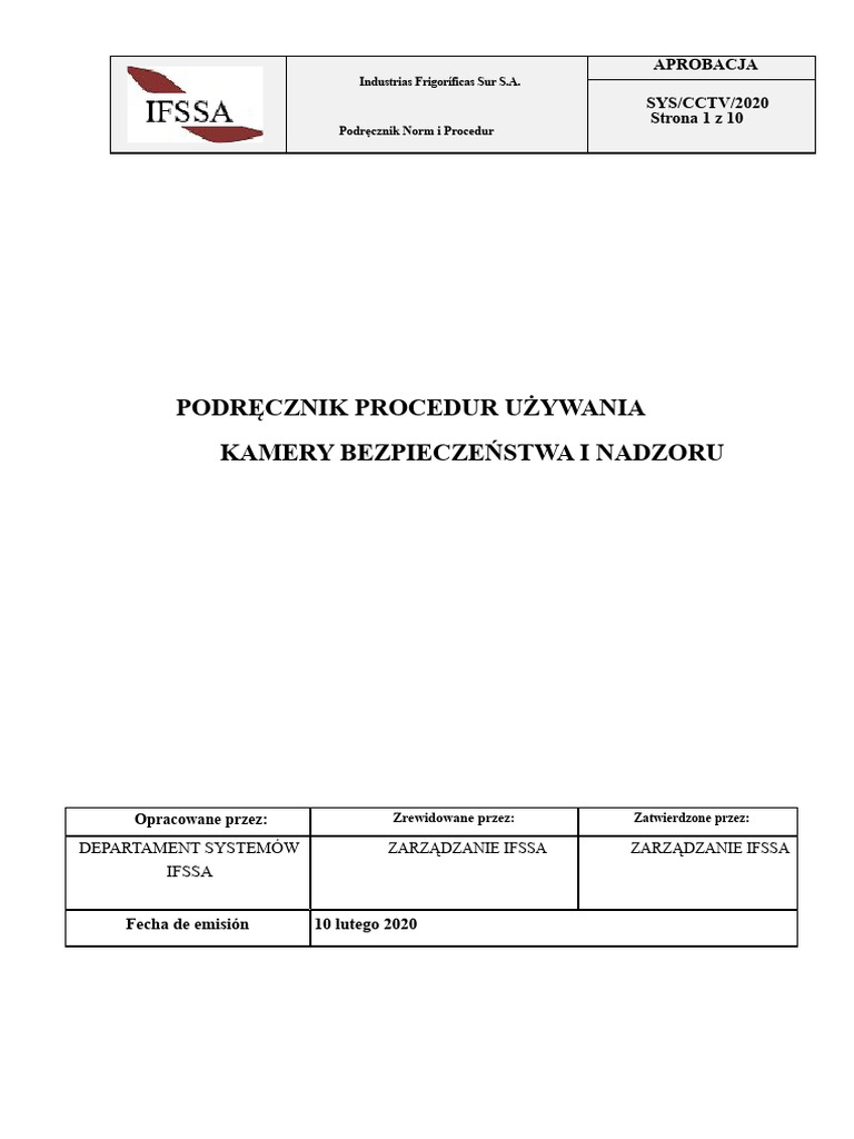 Podręcznik Norm I Procedur CCTV | PDF