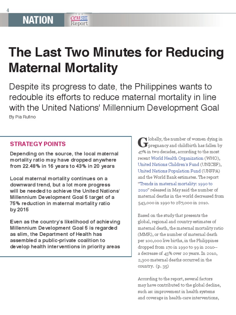 Reducing Maternal Mortality in the Philippines | PDF | Maternal Death ...