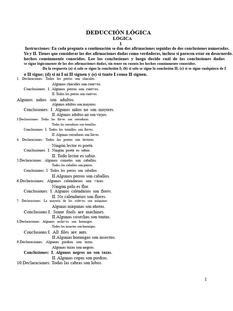 Deducción Lógica: Ejercicios y Respuestas | PDF | Razonamiento deductivo