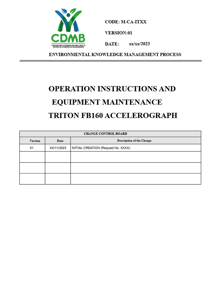 Triton FB160 Accelerograph Manual | PDF | Earthquakes | Computing