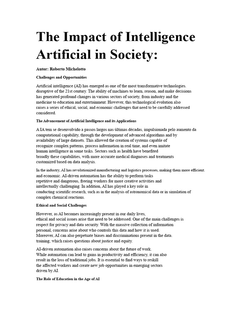 AI's Impact: Challenges and Opportunities | PDF | Artificial ...