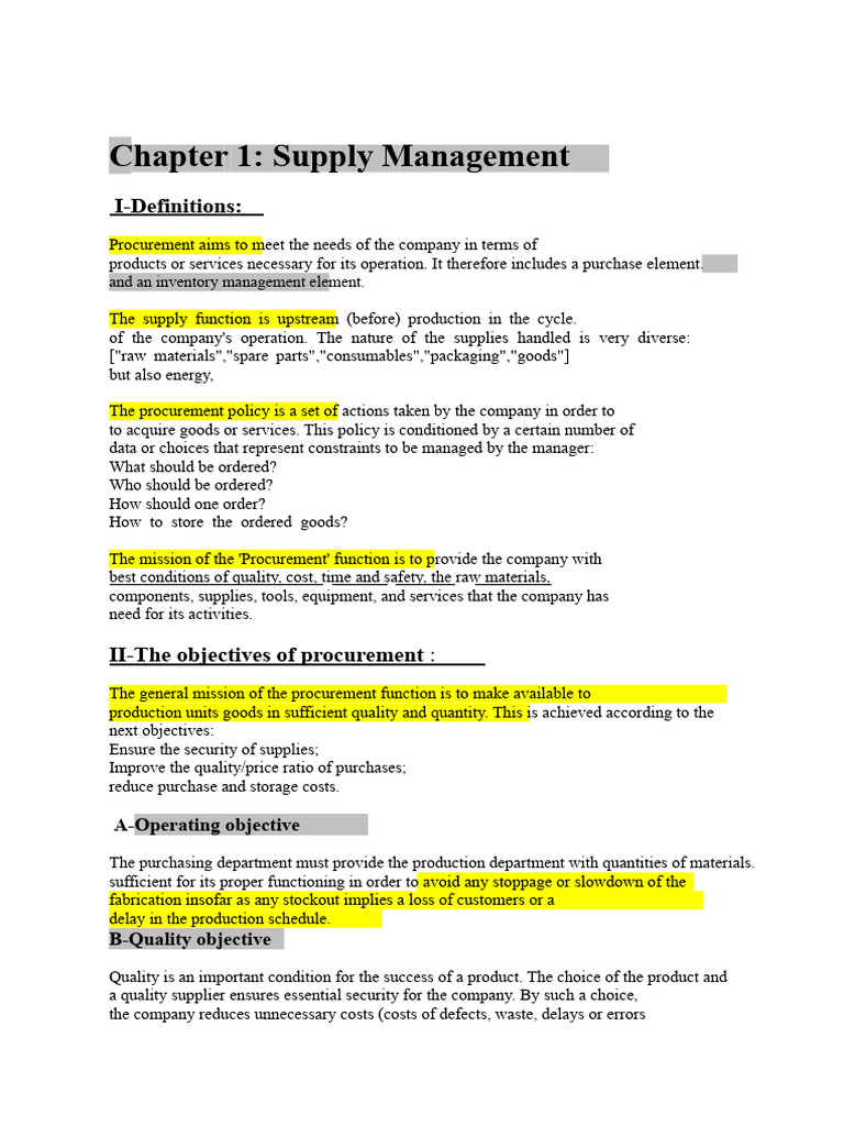 Chapter 1 Supply Chain Management | PDF | Procurement | Supply Chain
